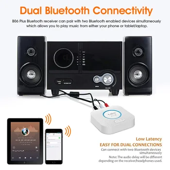 1Mii B06 Plus Bluetooth 5.0 Avdio Sprejemnik aptX LL HD 3D 2RCA 3,5 mm Priključek AUX Bluetooth Adapter za Avto Slušalke Doma Stereo