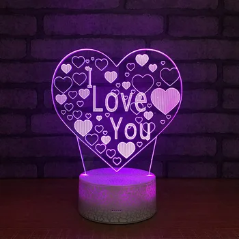Novo Ljubezen 3d Lučka Ustvarjalne Energije Shranjevanje Elektronskih Izdelkov Led Dekorativna Namizna Svetilka Belo podlago Ljubke namizne Svetilke,