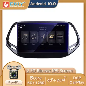 EKIY Blu-ray IPS 6 G+128G DSP Za Jeep Compass 2017 2018 Android 10.0 Avto Radio Večpredstavnostna Video Predvajalnik Navigacija GPS Carplay BT