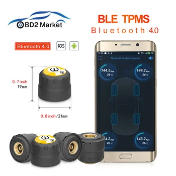TPMS tlak pnevmatik senzor Bluetooth 4.0 za IOS Nadzor Tlaka v pnevmatikah sistem alarmiranja, Avto Zunanji Senzor za Nizko porabo Energije