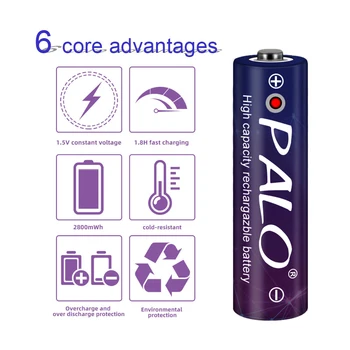 Palo 2-8pcs 1,5 V 2800mWh AA li-ionska litij baterija 1,5 V AA polnilne baterije za fotoaparat igrače+USB polnilec za baterije primeru