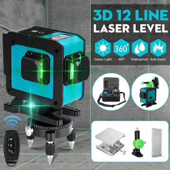 NOVO! 3D Laserski Ravni Ravni Self-Izravnavanje 360 Vodoravno In Navpično Križ Super Močan Zeleni Laser Ravni(na zalogi)