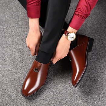 Moški Obleko, Čevlje, Modno Mens Zdrsne Na Konicami Prstov Obutev Moški Usnje Formalnih Poslovnih Moški Čevlji Oxfords Čevlji Za Moške Ravno